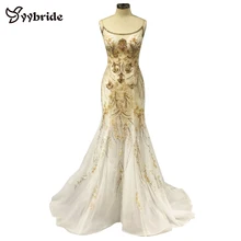 Дизайн элегантные длинные вечерние платья Прозрачная кисея, тюль кристаллы с грубоким круглым вырезом и бисером вечерние платья для выпускного вечера труба платья знаменитостей