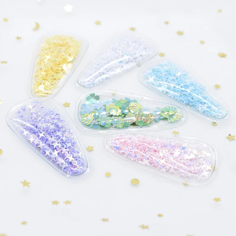 56*30mm Transparent Plastic Filling Multiple Styles Sequin Applique for DIY Headwear Hair Clips Handmade Sticker Accessories H29