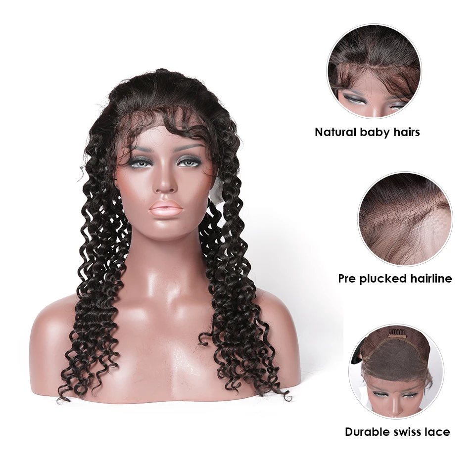 Парики из натуральных волос на кружевной основе бразильские парики с глубоким