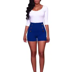 WOMAIL всесезонные Модные женские шорты с высокой талией сексуальная кнопка шорты с застежкой "молния" 38,5 см синий цвет Горячие более