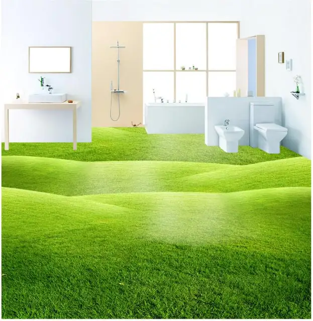 Vert Nature Prairies 3d Peinture Sol Hickened Non Slip Chambre Café