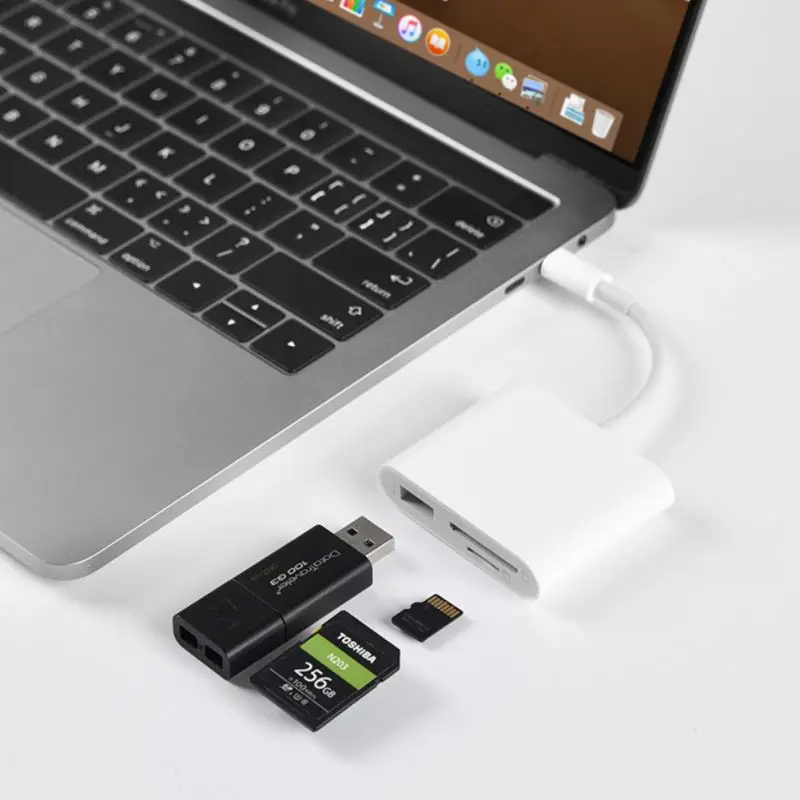 3-в-1 USB-C устройство для чтения карт USB адаптер Многофункциональный ОТГ Тип-C Телефон ноутбука Компьютерные аксессуары для цифровой карты памяти