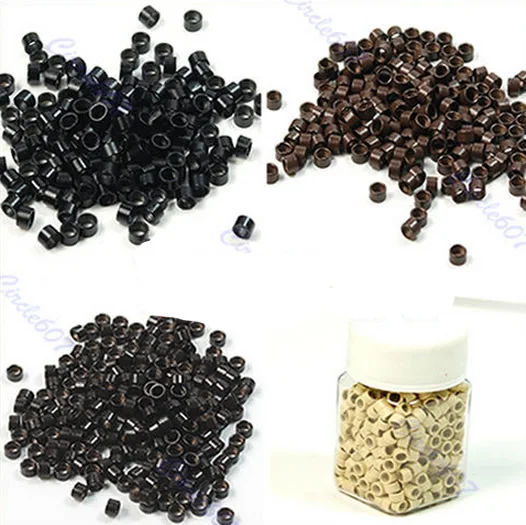 M112"500 PCS Feather Screw Micro Ring Beads Tube Hair Extensions links