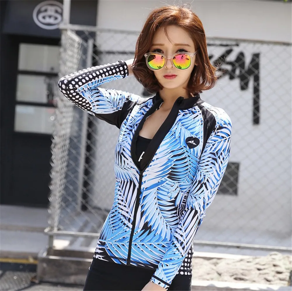 

Sbart new Lycra split diving female snorkeling swimwear zipper long sleeved sunscreen swimsuit thin Korean version diving suit