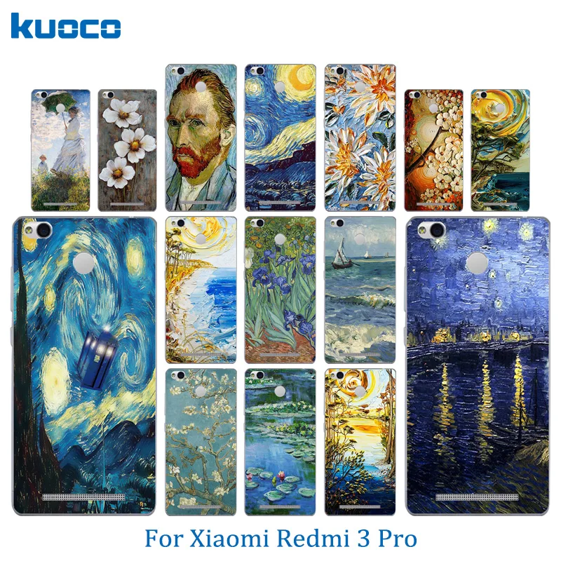 

For Xiaomi Redmi 3 Pro Case Redmi 3S 3 S Pro Case Van Gogh Pattern Soft Silicon Back Cover Case 5.0" for Redmi 3 Prime Bags