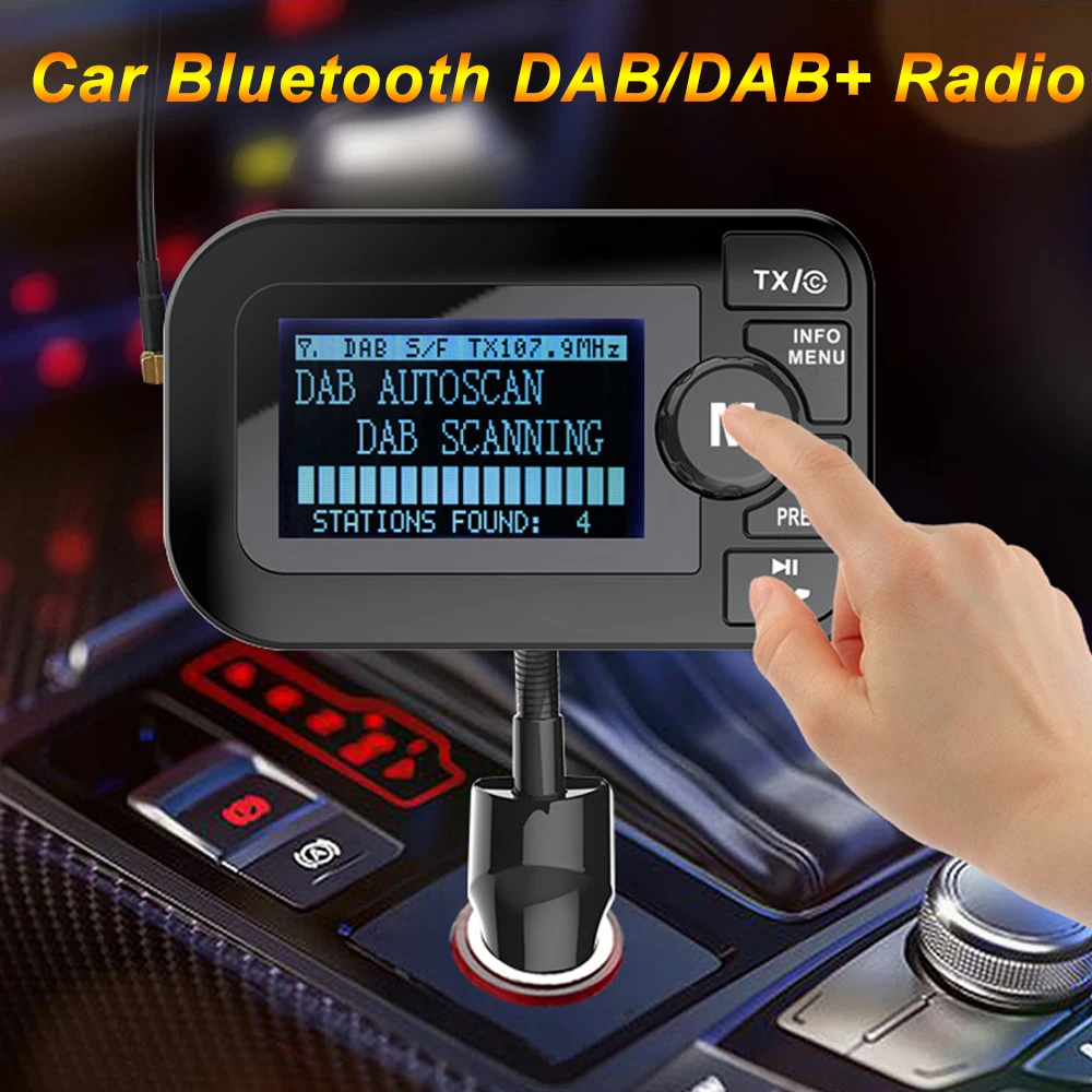 

JINSERTA Bluetooth DAB/DAB+ Radio Digital FM Transmitter Adapter LCD Screen Bluetooth Receiver Support Handsfree Micro SD/TF