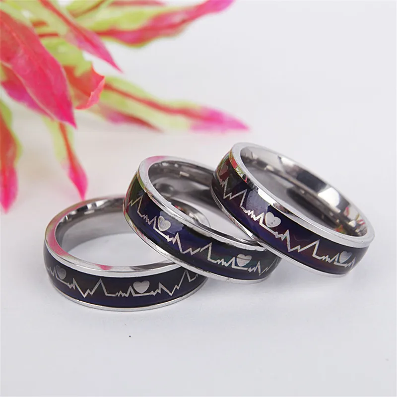 ZORCVENS Stainless Ring Changing Color Mood Rings Feeling / Emotion Temperature Ring Wide 6mm Smart Jewelry