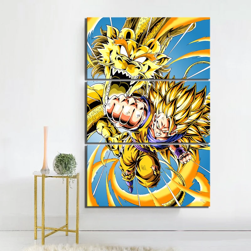 

3 Piece Animation Goku Dragon Ball Canvas Printed Wall Pictures Home Decor For Living Room Dragon Ball Poster Canvas Wholesale