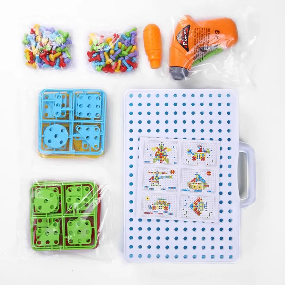 Дети сверло игрушки Творческий образования игрушки электродрель винты головоломки собранную мозаику Дизайн здание игрушки для мальчиков
