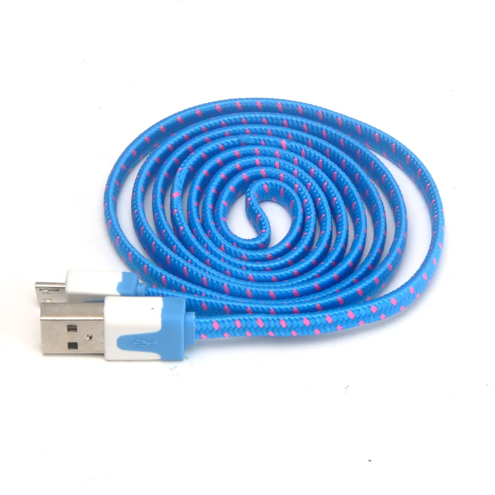 Мини V8 разъем 3 фута веревка Micro USB быстрое зарядное устройство провод зарядки синхронизации данных кабель для huawei Xiaomi Android 1 м/2 м/3 м#2 - Цвет: blue