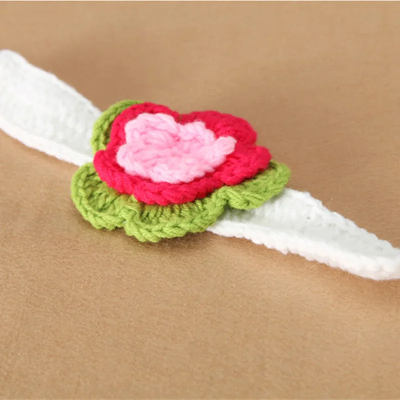 Baby Flower Headband with Diaper Cover Set Newborn Photography Props Costume Outfit Handmade Knitted Headband&Pants images - 6