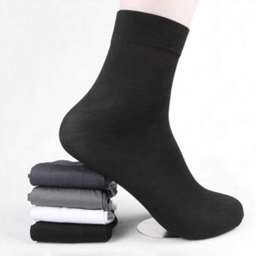 10 Pairs black men's socks winter high quality business Silky Bamboo Fiber Socks Casual Ultra-thin Elastic Male Cool Socks