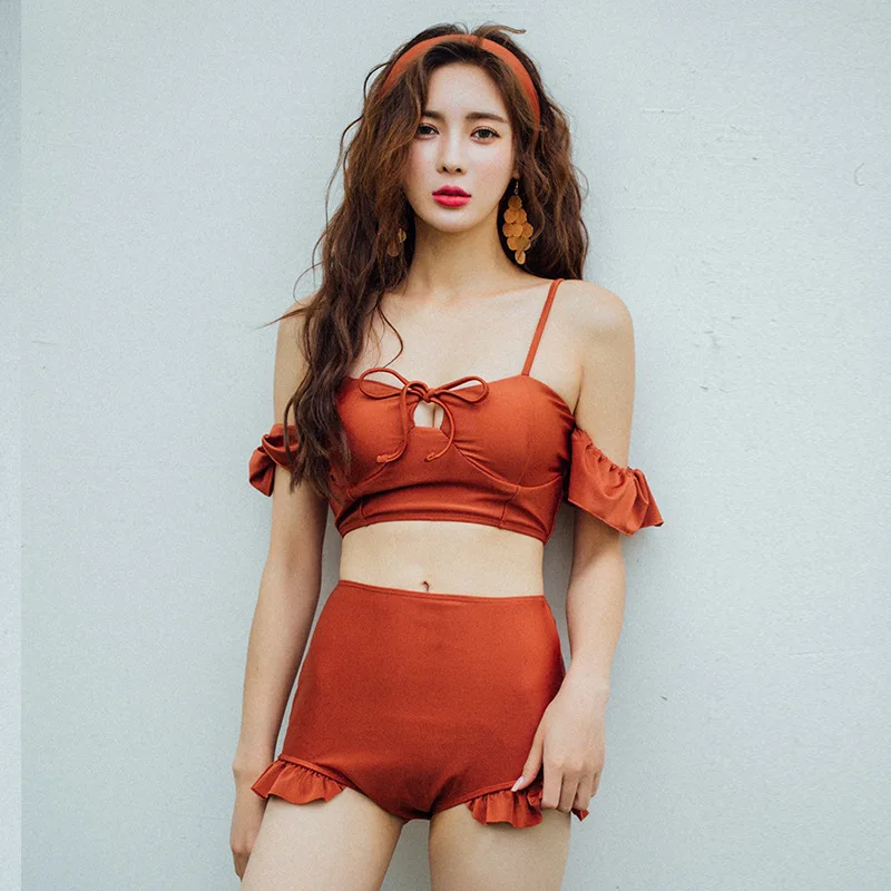 

Swimsuit 2019 Fashion Women Women's Summer Clothes For Surfing Female Swimwear Two-Piece High Waist Bare Back Tied Rope Push Up