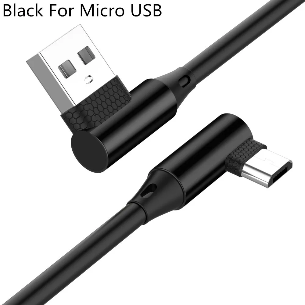 Micro USB 8 Pin type C 90 градусов быстрая зарядка usb c кабель L type-c 3,1 шнур для передачи данных зарядное устройство usb-c для Iphone samsung S8 S9 Note 8 - Цвет: Black for micro USB