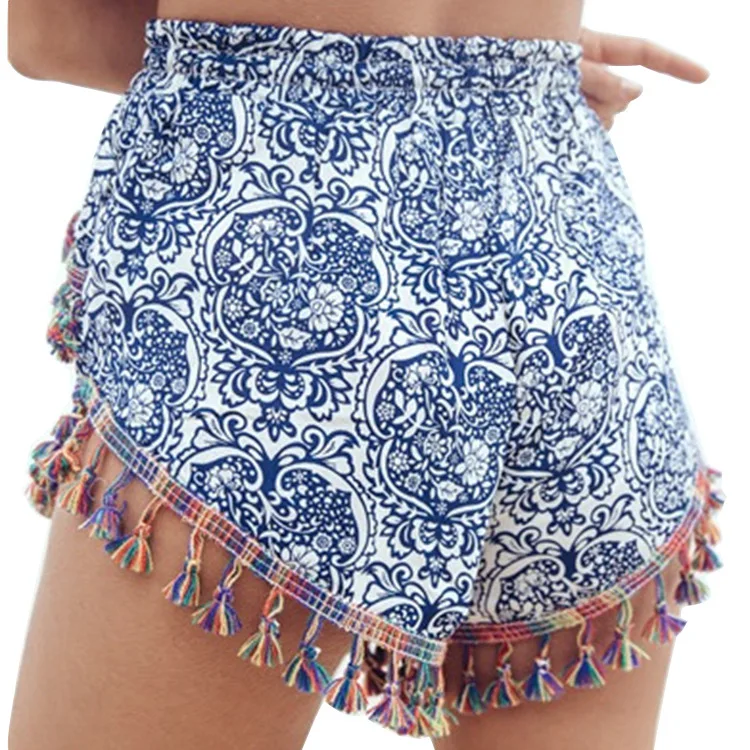 

sexy Tassle Short Pants Women Summer Mini Short High Waist Shorts Women Boho Print Shorts streetwear