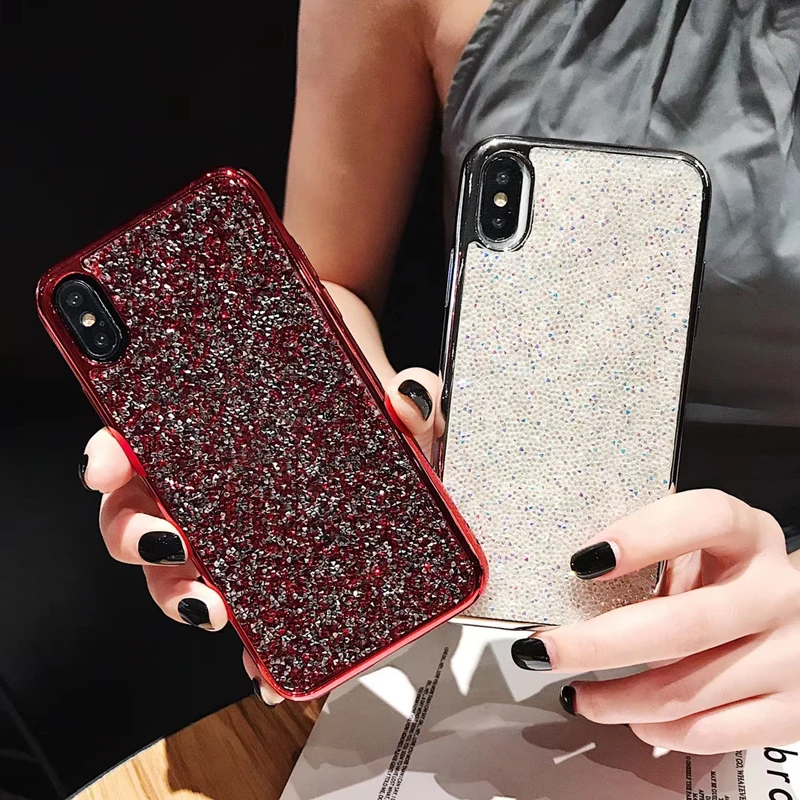 

CKHB Women shine phone back cover case for iphone 7 8 Plus XS Max lady plating TPU cases for iphone 7Plus 8Plus X phone case
