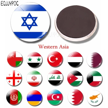 

Israeli Flag 30 MM Glass Dome Magnetic Refrigerator Stickers Western Asia Jordan Oman Turkey Armenia Fridge Magnet Kitchen Decor