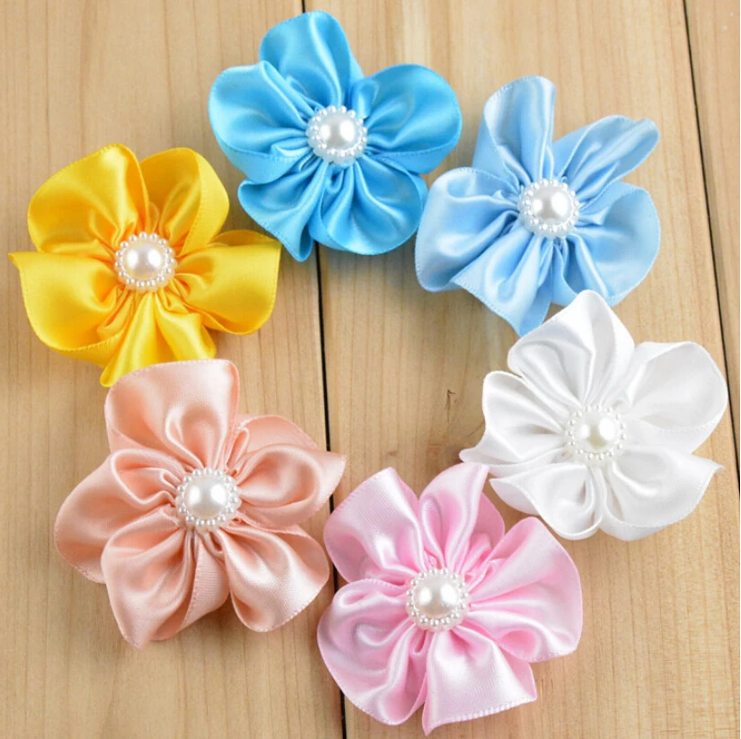 Атласная лента с лепестками и жемчугом 2 1 дюйма|satin ribbon flowers|ribbon flowersatin flowers |