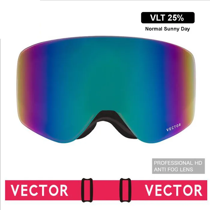 Цилиндрические лыжные очки противотуманные двухслойные UV400 линзы съемный нескользящий ремешок Солнечный облачный день ночь Сноубординг солнцезащитные очки - Цвет: rose