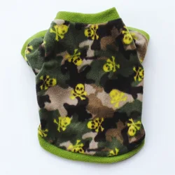 Chic Skull Print Fleece Dog Pullover - Warm Camouflage Pet Jacket - M (I)