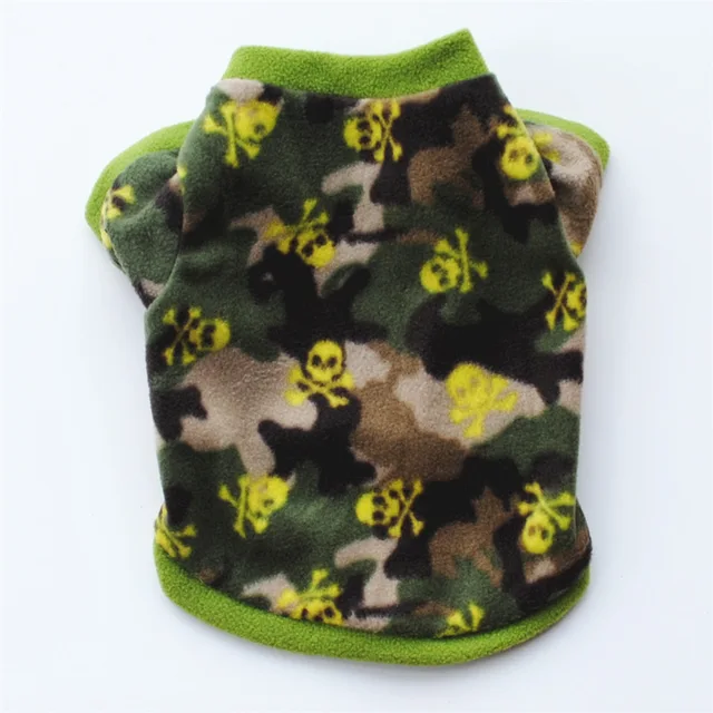 Warm Fleece Pet Dog Clothes Cute Skull Printed Pet Coat Puppy Dogs Shirt Jacket French Bulldog Pullover Camouflage Dog Clothing I