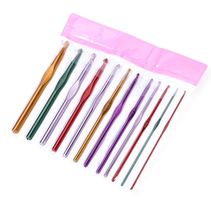 

12 PCS/set Multi-color Aluminum Crochet Hooks Knitting Needles Weave Craft