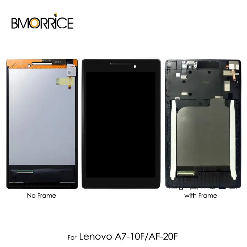 

LCD Display For Lenovo Tab 2 A7-10 A7-10F A7-20 A7-20F Touch Screen Digitizer with Frame Full Assembly Replacement 7 inch Black