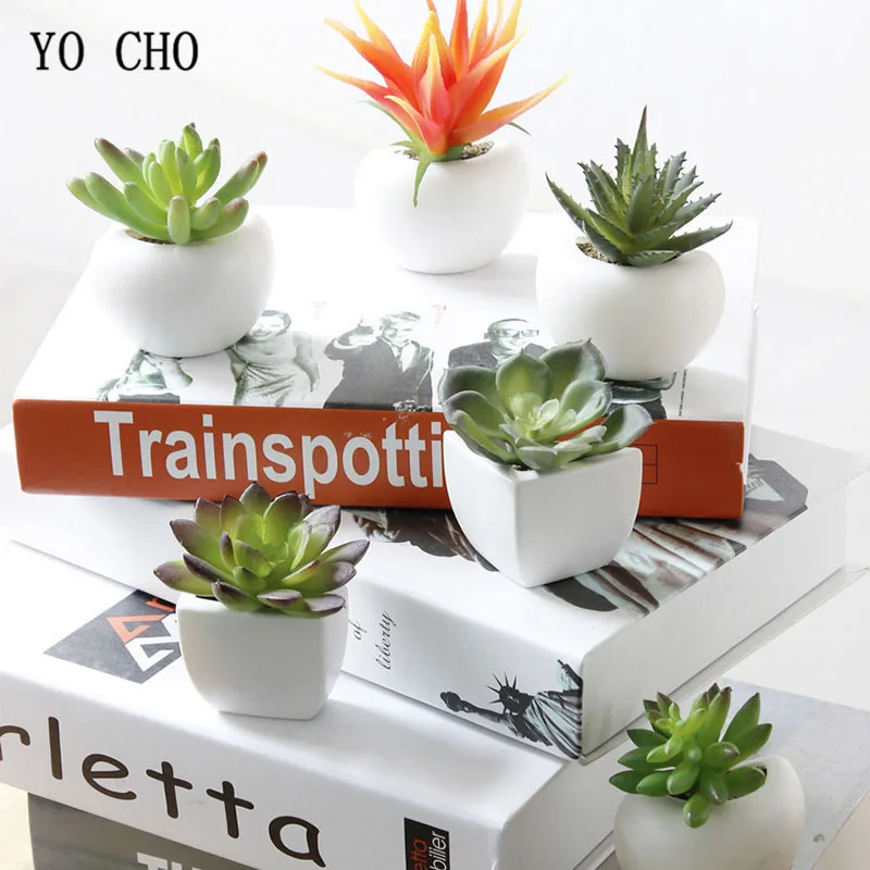 YO CHO магнитная наклейка на холодильник для доски, искусственные суккулентные растения в горшках, Орхидея, сделай сам для домашнего декора стен, наклейка в зеленых горшках