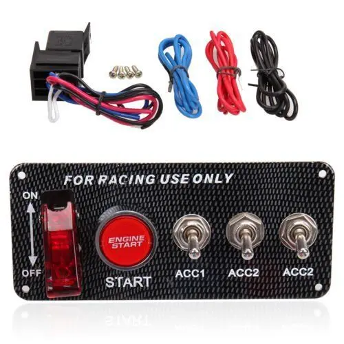 

Triclicks Racing Car Switches 12V LED Ignition Switch Panel Engine Start Push Button LED Toggle Carbon Fiber Racing Led Button