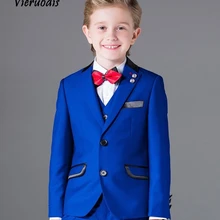 Королевский синий свадебный костюм для мальчиков шафер Жених формальный смокинг Цветок костюмы