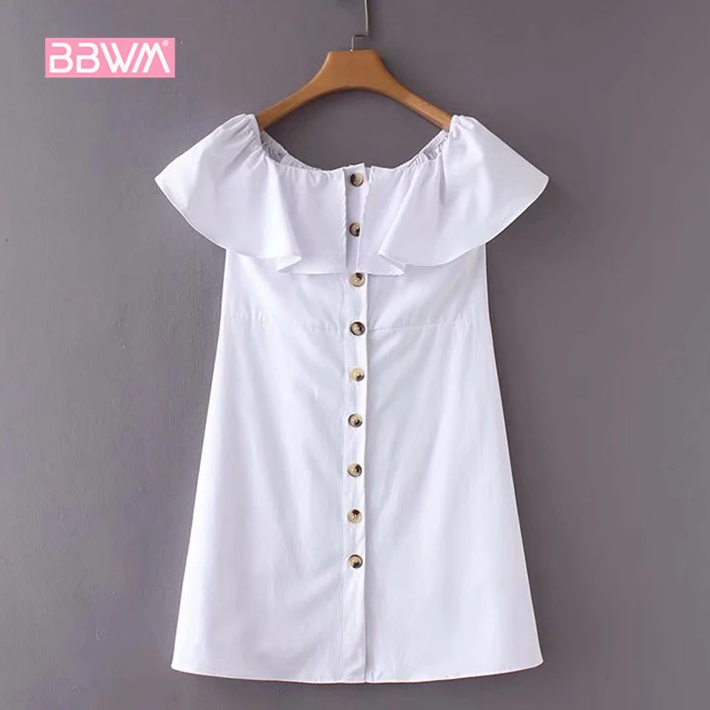 

2018 summer new wild collar collar single-breasted slim dress elegant women