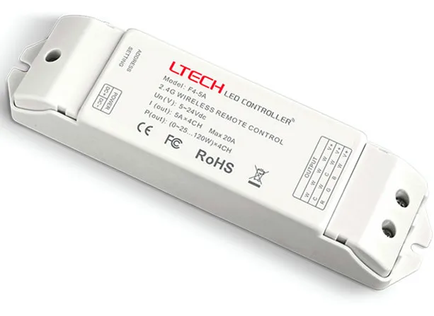 

F4-5A;LTECH Wireless receiver;DC5-24V input;5A x4CH Max 20A output