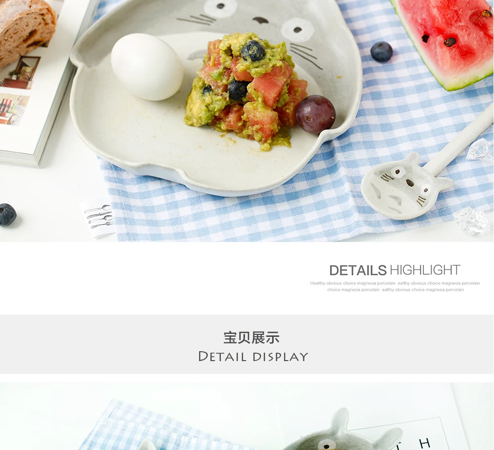 Японская Милая керамическая миска мультяшная фарфоровая посуда фруктовая Салатница Тоторо узор чаша для микроволновой печи Посуда