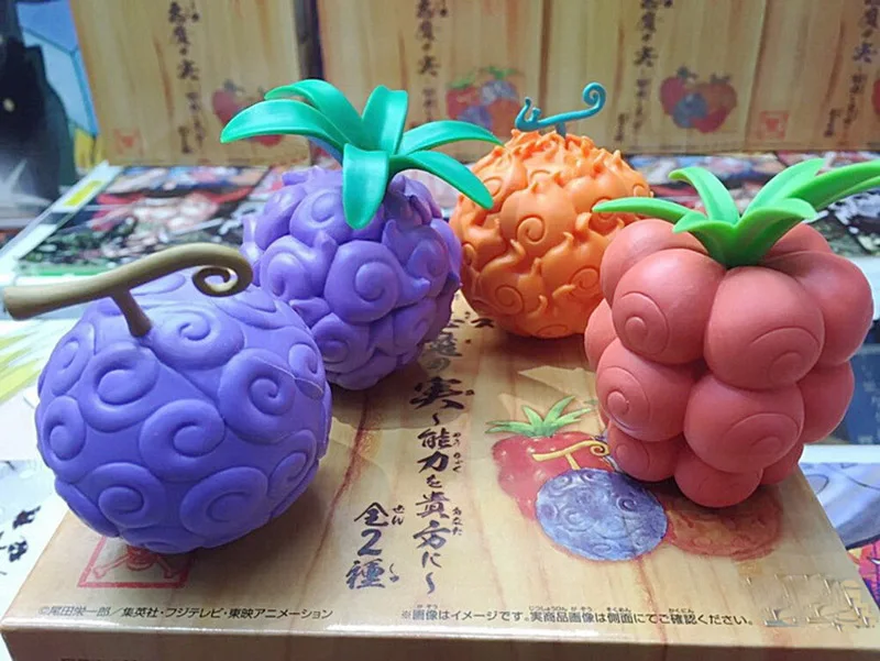 4pcs/set One Piece Devil Fruit Mera Mera no Mi Gum-Gum Fruit PVC Figur Modell 