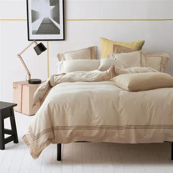 

100% Cotton beige Color Hotel Bedding sets King Queen size hotel Bed set Duvet cover set Bedsheet Wholesale