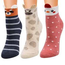 C& Fung 3 пары набор 3D женские носки дизайн забавные счастливые носки с животными Хлопковые женские Короткие Носки с рисунком