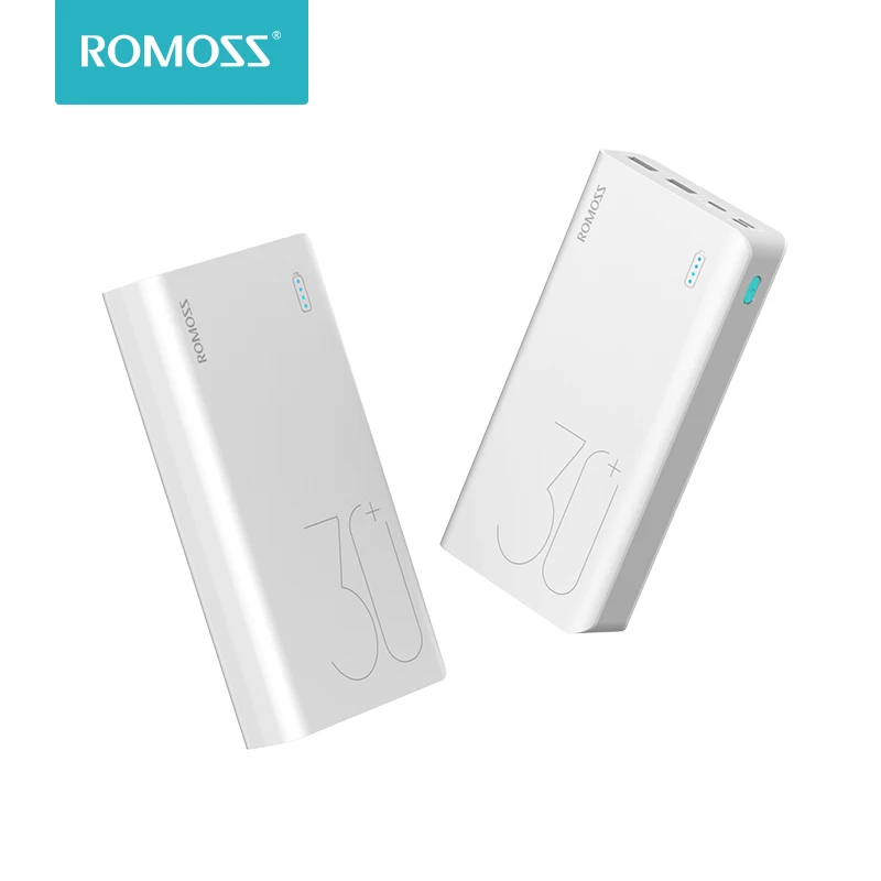 ROMOSS Sense 8+ 30000mAh Power Bank Portable External Battery With QC3.0 Fast Charging Portable Charger For Phones Tablet