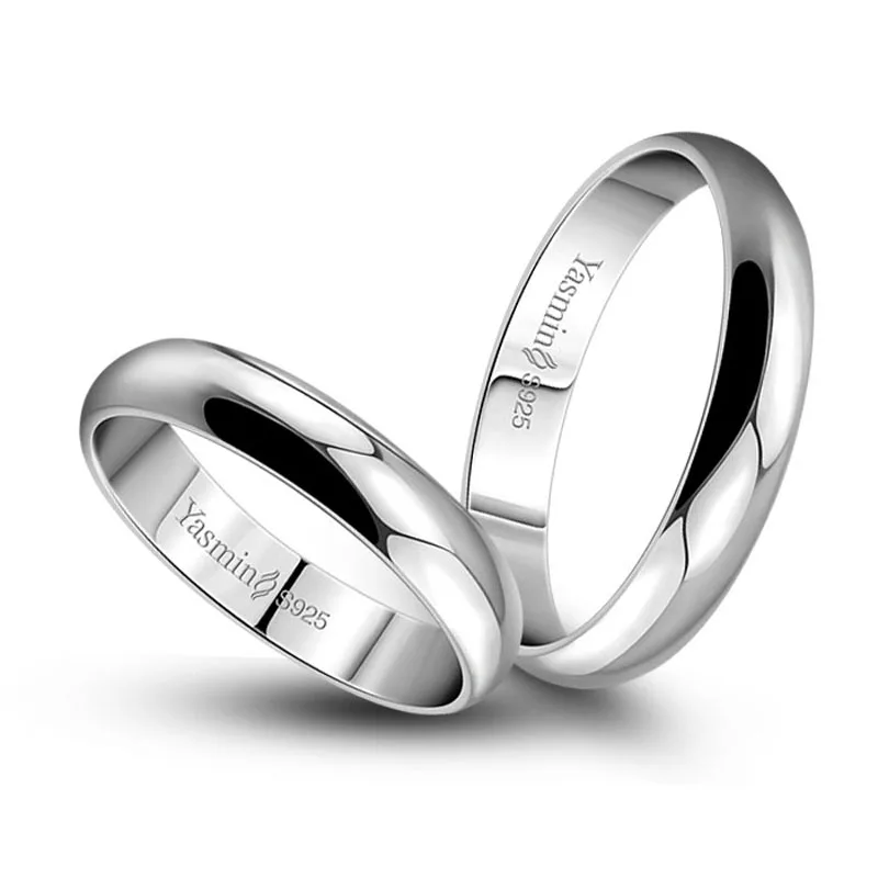 Simple marriage engagement ring. Solid 925 silver couple ring. Woman or man single ring. Wholesale sterling silver jewelry