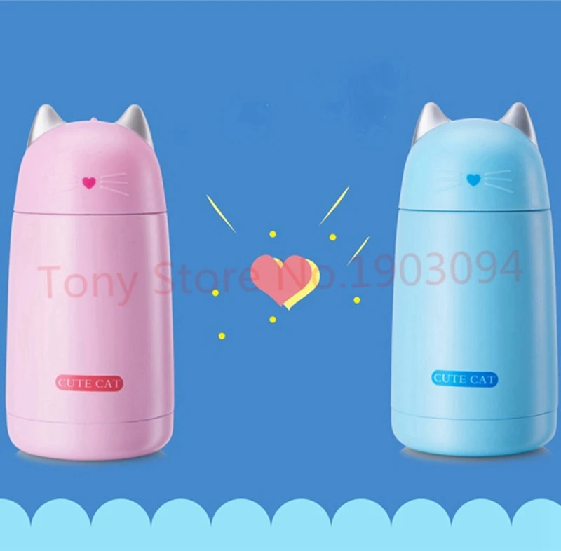 

Cute Cat Thermos Cup Kids Thermo Mug Drinkware Child 330ML Water Bottle Stainless Steel Vacuum Flask Portable Leak-proof Tumble