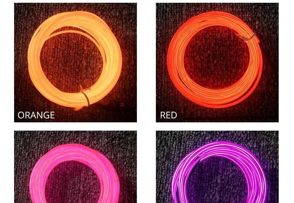Гибкий светящийся EL провод с неоновым светом, Светодиодная лента с usb-разъемом, чехол для аккумулятора, автомобильное зарядное устройство, вечерние, для украшения автомобиля, 1 м, 2 м, 3 м, 4 м, 5 м, 10 м, 20 м