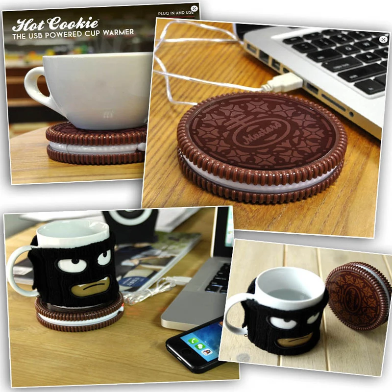 Creative Cup Mat USB POWERED UK COOKIE design Cup Warmer Mug Drink Coaster Tea Coffee Insulation