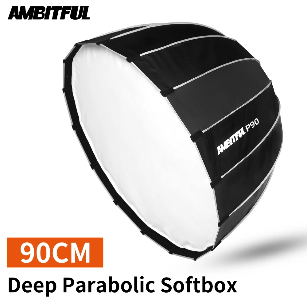 Софтбокс AMBITFUL P90 90 см 16 стержней глубокая параболическая портативная студийная
