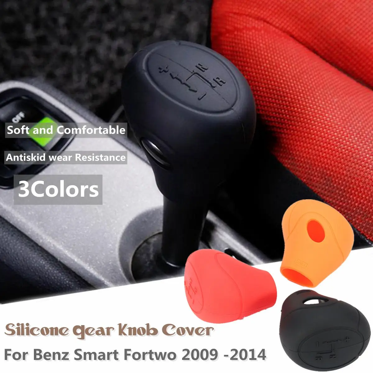 

Car Silicone Skin Gear Knob Shift Cover Case For Benz Smart Fortwo 2009-2014