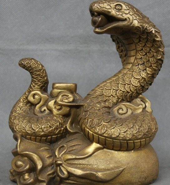 

8" Chinese Fengshui Brass Zodiac Year Eye Sheep Yuanbao Money Bag Wealth Statue R0710