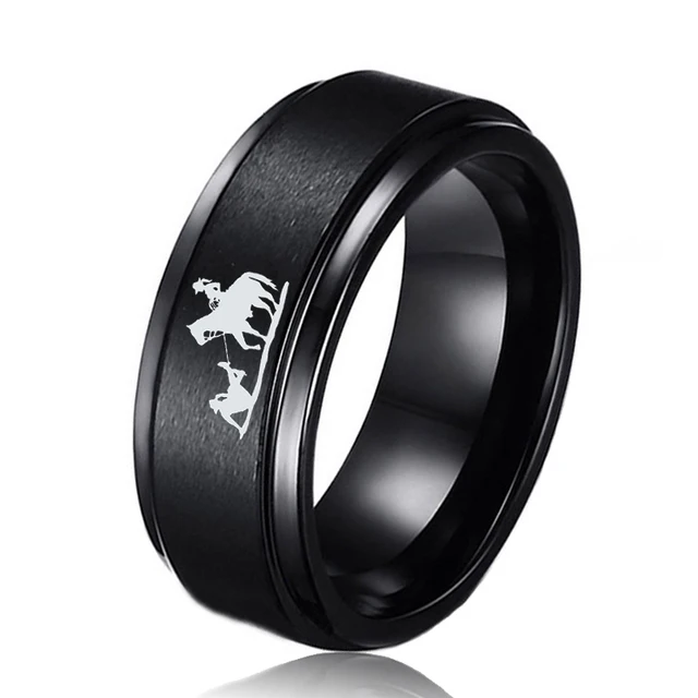 Customize Engrave Western Cowboy Rings for Men 8mm Tungsten Wedding