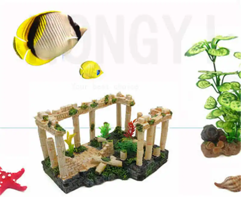 

7205A Aquarium Rome Column Decorating Resin Fish Tank Cave Decoration Artificial Aquarium Background Imitiation Aquarium Decor