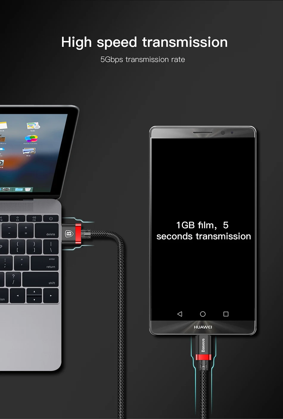 Baseus Тип usb C зарядный кабель для samsung Galaxy S9 S8 плюс Note8 USB 3,0 Тип-с быстрый зарядный кабель для передачи данных для oneplus 6 NEX 5 t 5 max