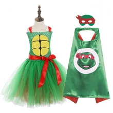 Косплей-пачка с черепашками-ниндзя для девочек, платье для маленьких детей, красный, зеленый, Черепашки, Раф, костюм на день рождения, Хэллоуин, комплект одежды