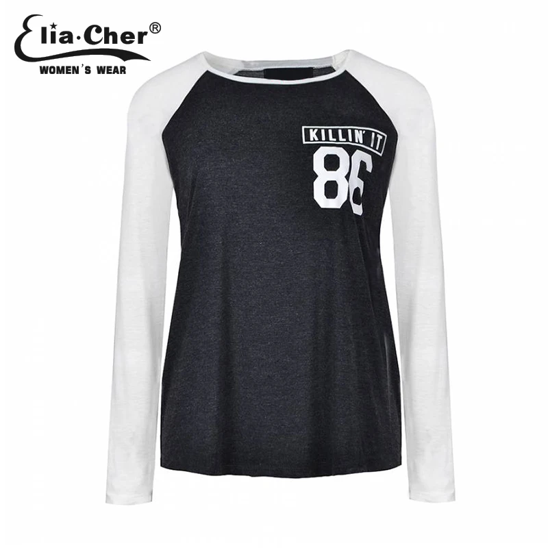 

Women T-shirt Tops Long Sleeve Women Tops Elia cher brand Chic Fashion Plus Size Causal Women Clothing Elastic Fabric