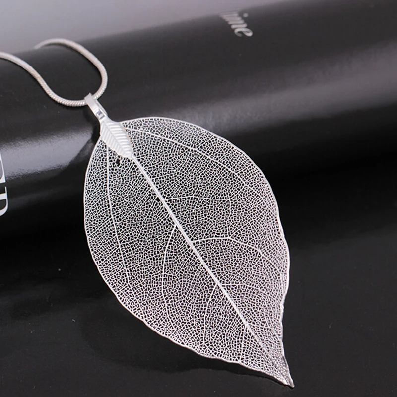 Vintage Leaves Earrings Necklaces Shellhard Long Natural Real Dipped Leaf Leaves Dangle Earring Ethic Women Jewelry 4Colors